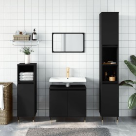Set de muebles de baño 3 piezas madera contrachapada negro de vidaXL, Muebles de baño - Ref: Foro24-3187782, Precio: 176,13 €...