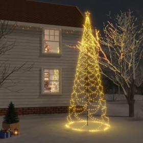 Árbol de Navidad con poste de metal 1400 LEDs blanco cálido 5 m