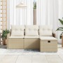 Conjunto de sofá de jardín con cojín 4 pcs beige y crema