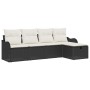 Conjunto de sofá de jardín con cojín 5 pcs Negro y crema