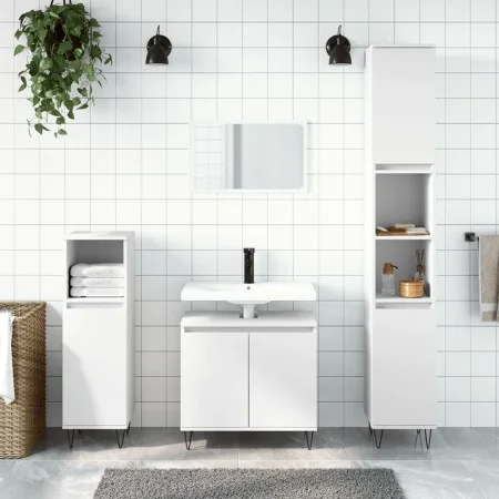 3-teiliges Badezimmermöbelset aus weißem Sperrholz von vidaXL, Badezimmermöbel - Ref: Foro24-3187789, Preis: 179,84 €, Rabatt: %