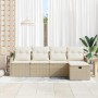 Conjunto de sofá de jardín con cojín 5 pcs beige y crema