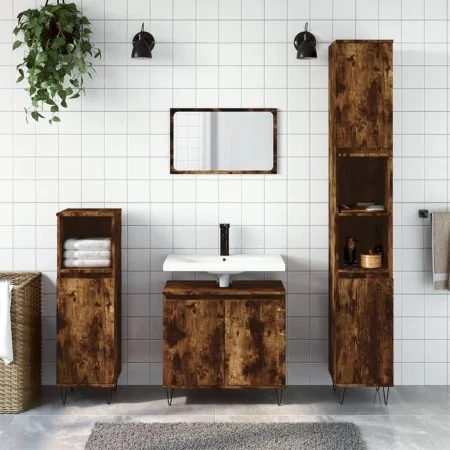 Set de muebles baño 3 pzas madera contrachapada roble ahumado de vidaXL, Muebles de baño - Ref: Foro24-3187794, Precio: 161,5...