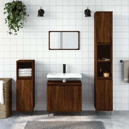 Badezimmermöbel-Set, 3-teilig, braunes Eichensperrholz von vidaXL, Badezimmermöbel - Ref: Foro24-3187796, Preis: 174,31 €, Ra...