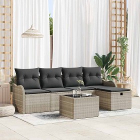 Conjunto de sofá de jardín 6 pcs Gris claro 231 x 117 x 85 cm