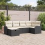 Conjunto de sofá de jardín con cojín 6 pcs Negro y crema