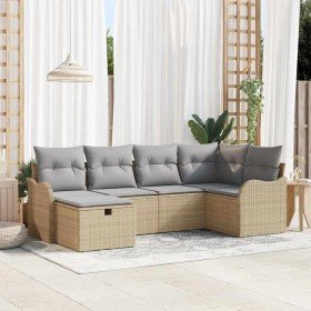 Conjunto de sofá de jardín con cojín 6 pcs beige y gris claro