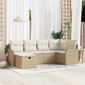 Conjunto de sofá de jardín con cojín 6 pcs beige y crema