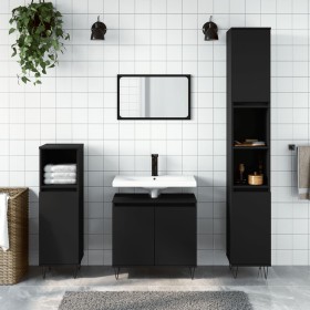Set de muebles de baño 3 piezas madera contrachapada negro de vidaXL, Muebles de baño - Ref: Foro24-3187790, Precio: 182,59 €...