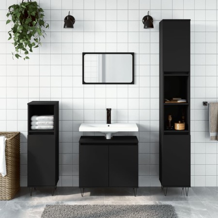 3-teiliges Badmöbel-Set Sperrholz schwarz von vidaXL, Badezimmermöbel - Ref: Foro24-3187790, Preis: 182,59 €, Rabatt: %