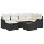 Conjunto de sofá de jardín con cojín 7 pcs Negro y crema