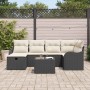 Conjunto de sofá de jardín con cojín 7 pcs Negro y crema