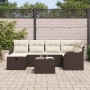 Conjunto de sofá de jardín con cojín 7 pcs Marrón y crema