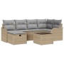 Conjunto de sofá de jardín con cojín 7 pcs beige y gris claro