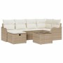 Conjunto de sofá de jardín con cojín 7 pcs beige y crema