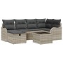 Conjunto de sofá de jardín con cojín 7 pcs Gris claro
