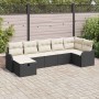 Conjunto de sofá de jardín con cojín 7 pcs Negro y crema
