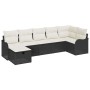 Conjunto de sofá de jardín con cojín 7 pcs Negro y crema