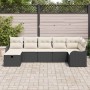 Conjunto de sofá de jardín con cojín 7 pcs Negro y crema