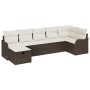 Conjunto de sofá de jardín con cojín 7 pcs Marrón y crema