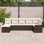 Conjunto de sofá de jardín con cojín 7 pcs Marrón y crema