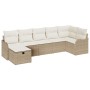 Conjunto de sofá de jardín con cojín 7 pcs beige y crema