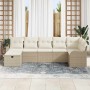 Conjunto de sofá de jardín con cojín 7 pcs beige y crema