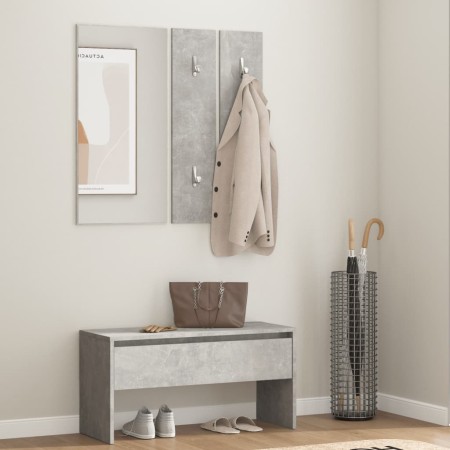 Flurmöbel-Set aus betongrauem Sperrholz von vidaXL, Bänke für Hallen und Lager - Ref: Foro24-808787, Preis: 70,89 €, Rabatt: %