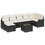 Conjunto de sofá de jardín con cojín 8 pcs Negro y crema