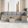 Conjunto de sofá de jardín con cojín 8 pcs beige y gris claro