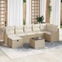 Conjunto de sofá de jardín con cojín 8 pcs beige y crema