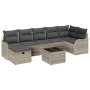 Conjunto de sofá de jardín con cojín 8 pcs Gris claro