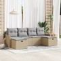 Conjunto de sofá de jardín con cojín 6 pcs beige y gris claro