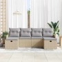 Conjunto de sofá de jardín con cojín 6 pcs beige y gris claro