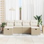 Conjunto de sofá de jardín con cojín 6 pcs beige y crema