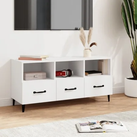 Mueble de TV madera contrachapada blanco 102x35x50 cm de vidaXL, Muebles TV - Ref: Foro24-812609, Precio: 73,56 €, Descuento: %