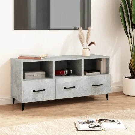 TV stand made of gray concrete plywood 102x35x50 cm by vidaXL, TV Furniture - Ref: Foro24-812613, Price: 77,14 €, Discount: %