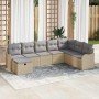 Conjunto de sofá de jardín con cojín 8 pcs beige y gris claro