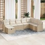 Conjunto de sofá de jardín con cojín 8 pcs beige y crema