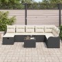 Conjunto de sofá de jardín con cojín 9 pcs Negro y crema