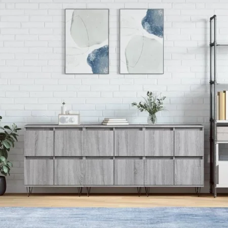 Aparadores 3 uds madera contrachapada gris Sonoma de vidaXL, Aparadores - Ref: Foro24-3190203, Precio: 187,20 €, Descuento: %