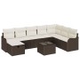 Conjunto de sofá de jardín con cojín 9 pcs Marrón y crema