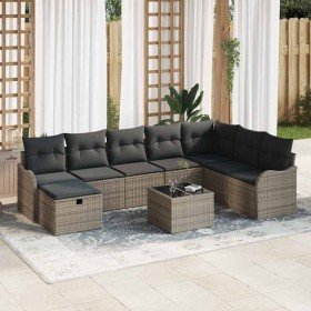 Conjunto de sofá de jardín 9 pcs Gris 287.5 x 177.5 x 85 cm