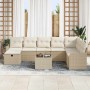 Conjunto de sofá de jardín con cojín 9 pcs beige y crema