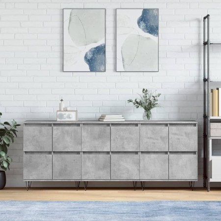 Sideboards 3 units concrete gray plywood by vidaXL, Sideboards - Ref: Foro24-3190201, Price: 183,18 €, Discount: %