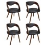 Sillas de comedor 4 uds madera curvada piel sintética marrón