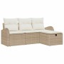 Conjunto de sofá de jardín con cojín 4 pcs beige y crema