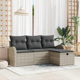 Conjunto de sofá de jardín 4 pcs Gris claro 179 x 117 x 85 cm