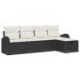 Conjunto de sofá de jardín con cojín 5 pcs Negro y crema
