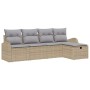 Conjunto de sofá de jardín con cojín 5 pcs beige y gris claro